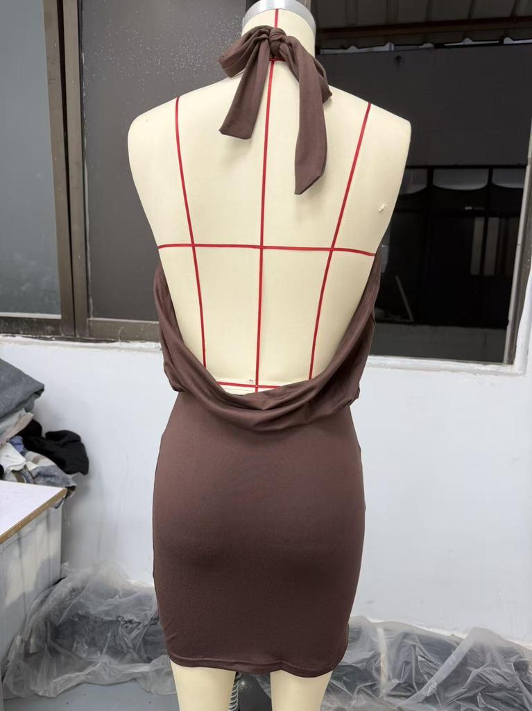 2026 European American Style Sleeveless Backless Halter Bodycon Dress - Sexy Strappy Women's Summer Fashion