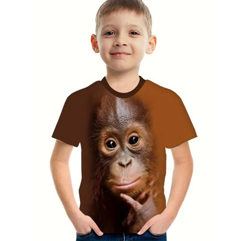 2024 Retro 3d Print Casual Children's Clothing Top Tee Shirt Fashion T Shirt Animal Kids Boy Clothes Anime Short Sleeve