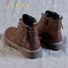 Jesienne i zimowe damskie buty ze skóry naturalnej, dziewczęce skórzane buty studenckie, z aksamitnymi, ciepłymi i wygodnymi antypoślizgowymi botkami