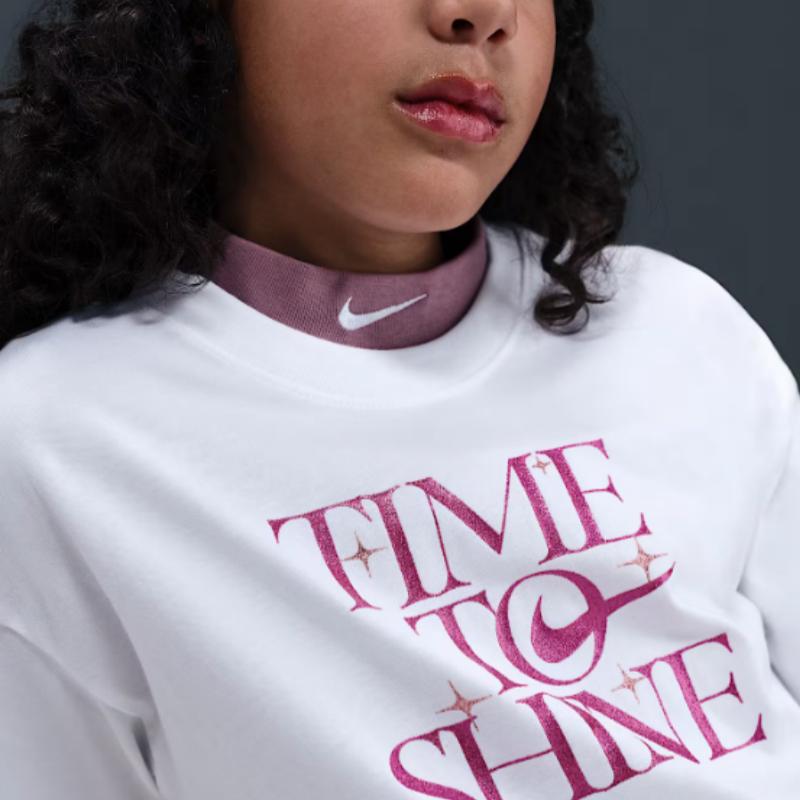 Nike Letter Print Round Neck Short Sleeve T-Shirt Kids Tops HV5722-100