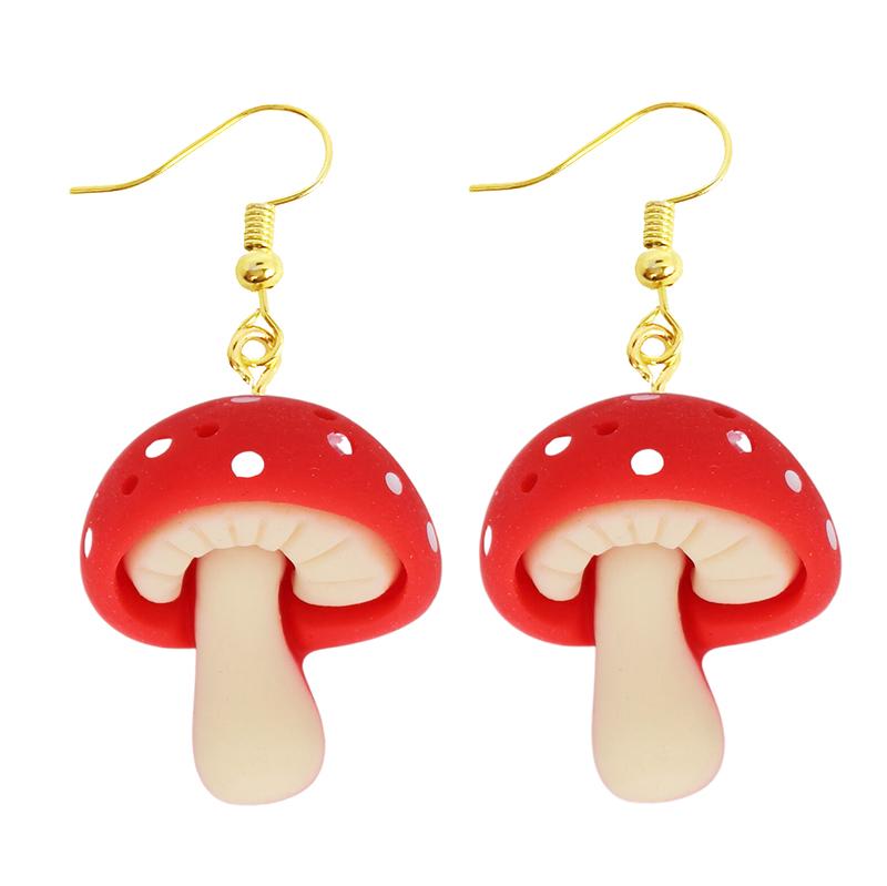 Women Earring Resin Drop Funny Custom Cute Girls Eardrop Kids Chocolate Strawberry Hamburger Dog Mushroom Broccoli Coffee
