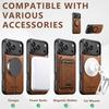 360 Rotating Magnetic Kickstand Waxed Grain Leather Phone Case for iPhone 17 Pro Max 16 15 14 13 12 Shockproof For Magsafe Cover