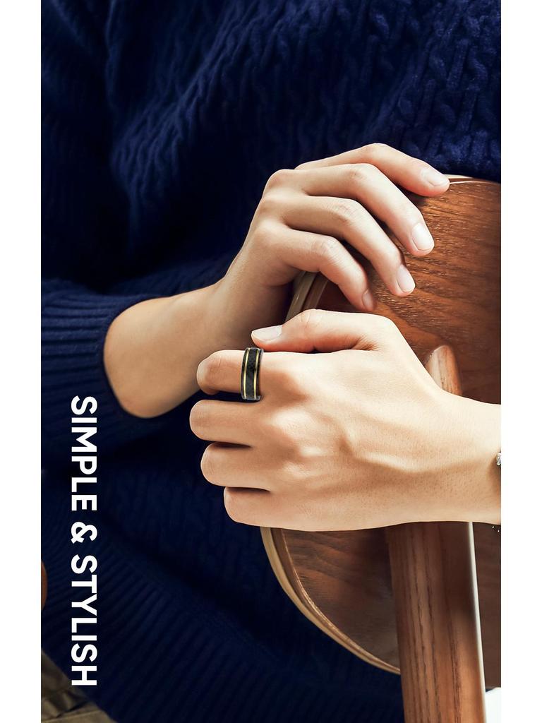 W8 Carbon Fiber Smart Ring: Sensorless Heart Rate, Blood Oxygen & Sleep Monitor, Waterproof Sports Wearable