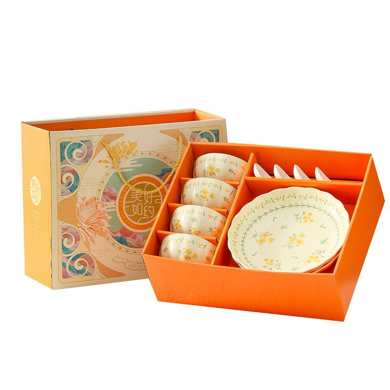 Spring Dishes And Plates Are Beautiful As Promised, Ceramic Underglaze Color Tableware Gift Box Set, Accompanying Gifts, Holiday Activities Gifts
