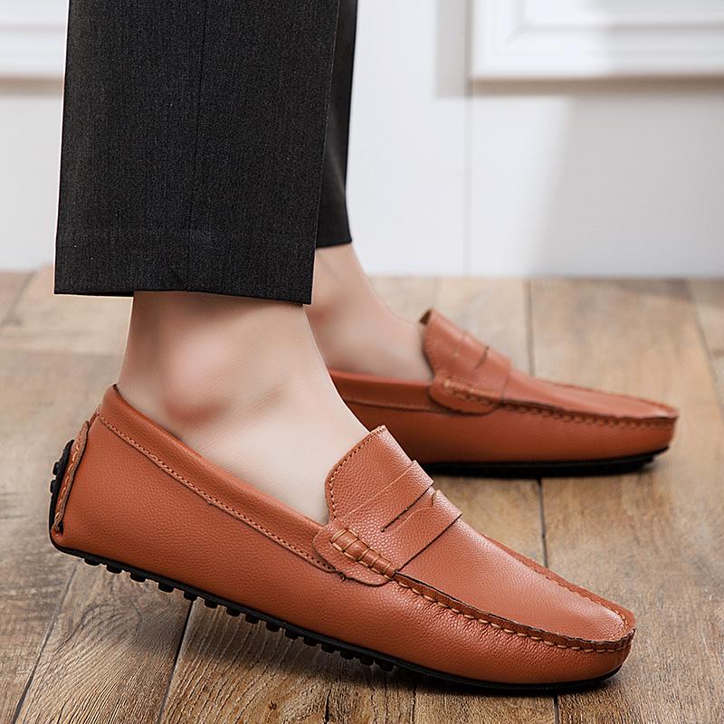 Fashion Big Size 49 Man Leather Shoes Slipons Classic Summer Male Flat Shoe Genuine Leather Men's Loafers Moccasins Casual Driving Shoes