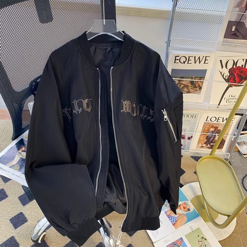 American Vintage Letter Embroidered Bomber Jacket Men's Spring and Autumn High Street Vibe Casual Baseball Jacket