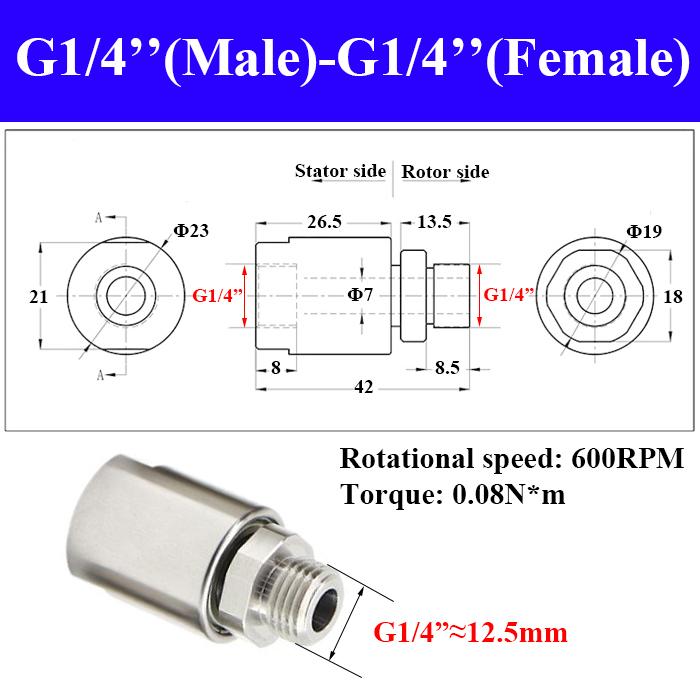 304 Stainless Steel Single Channel Connector 360° Rotating Universal Pneumatic Rotary Joint Male Thread Anti-Winding