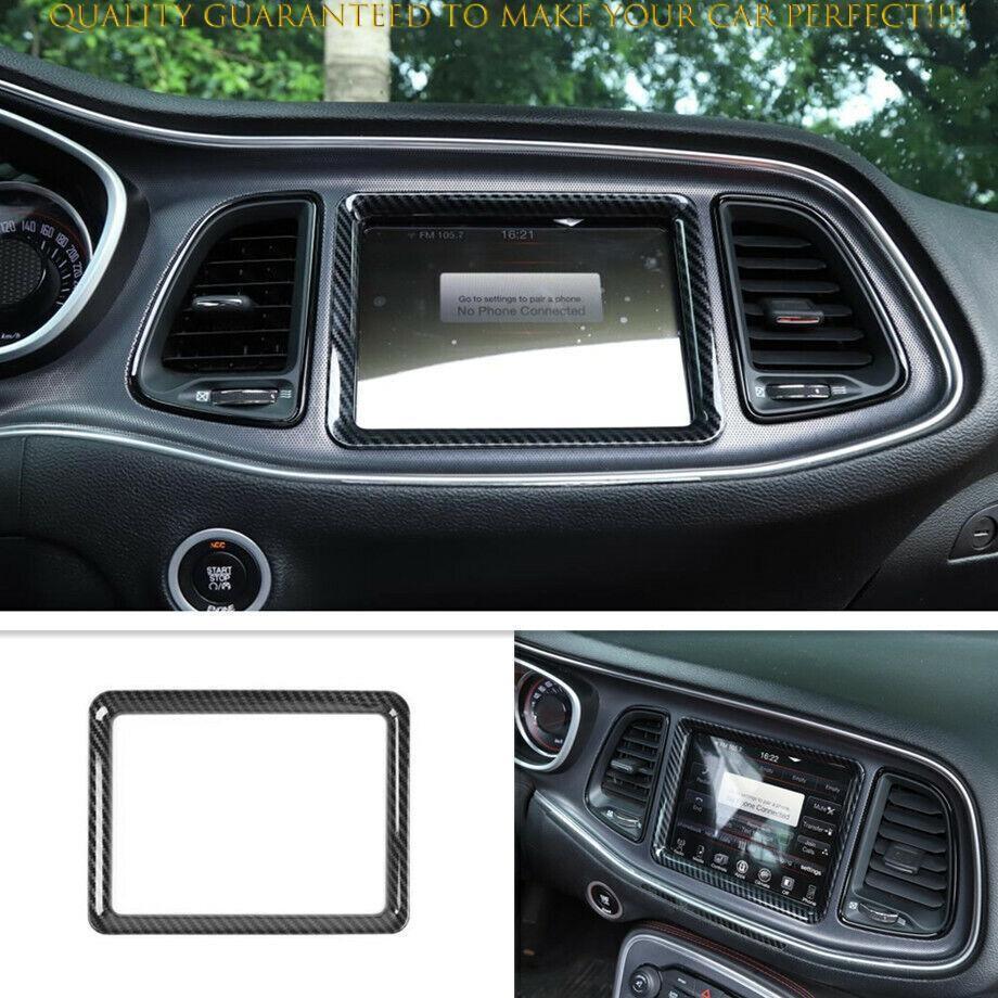 For Dodge Challenger 2015-2020 Carbon Fiber Dashboard GPS Navigation Cover Trim
