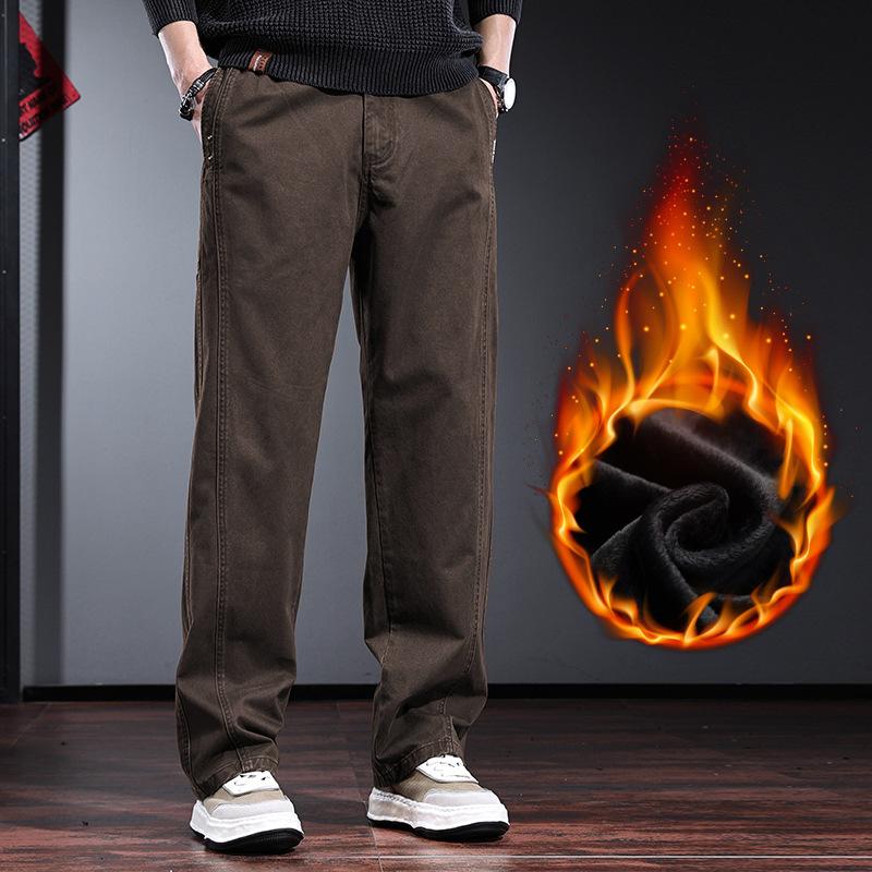 High-end American retro brown tooling pants men's autumn loose trendy brand wide-leg casual straight casual pants men