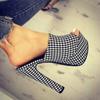 Comemore  Korean Stilettos Super High Heels Sexy Plaid Platform Summer Mules Slides Party Sandal Slippers Women Shoes Female