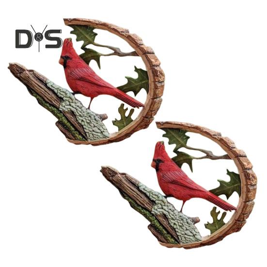 

1 пара красных птиц из смолы, украшение для дома, статуэтка красной птицы на удачу, настольная птица на ветке, украшение в подарок для любимых на День матери, дни рождения 2pcs