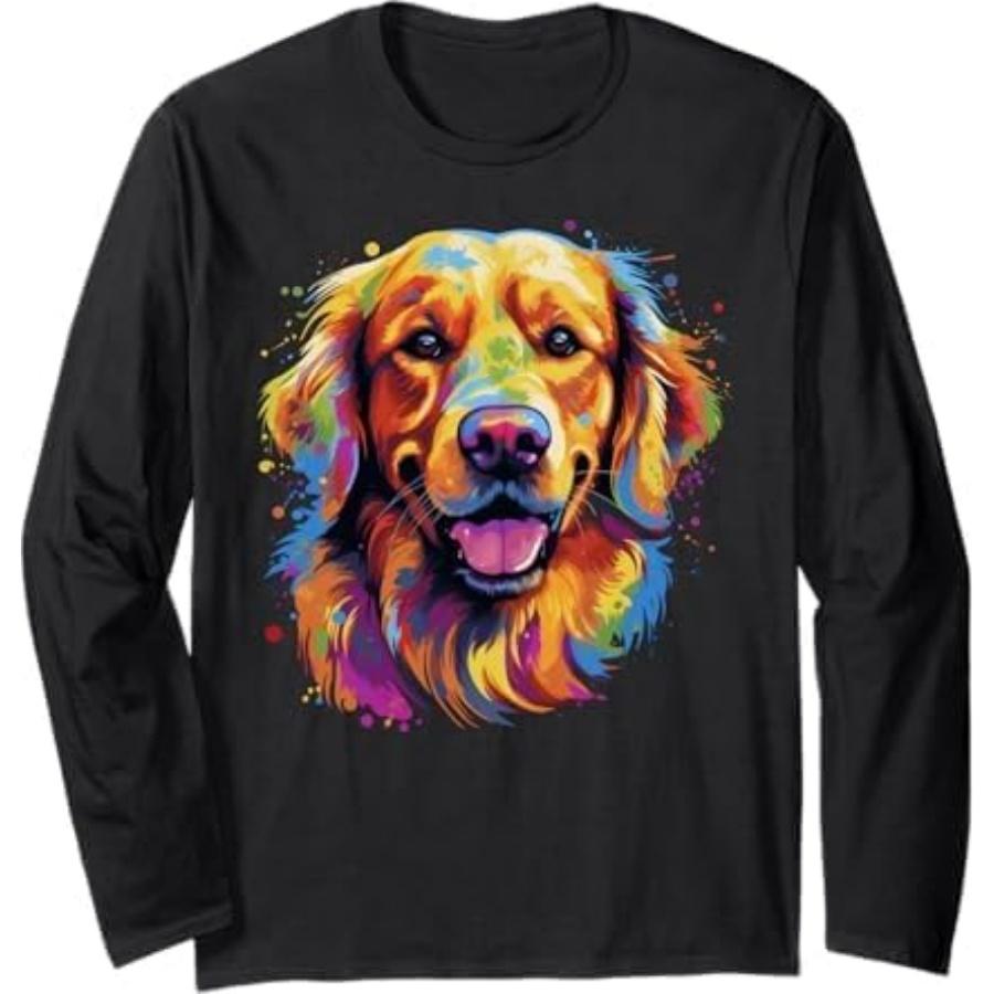 Golden Retriever Dog Watercolor Funny Face Long Sleeve T-Shirt D108 Mens Womens Tank Top Sweatshirt Hoodie XXXXXL чёрный