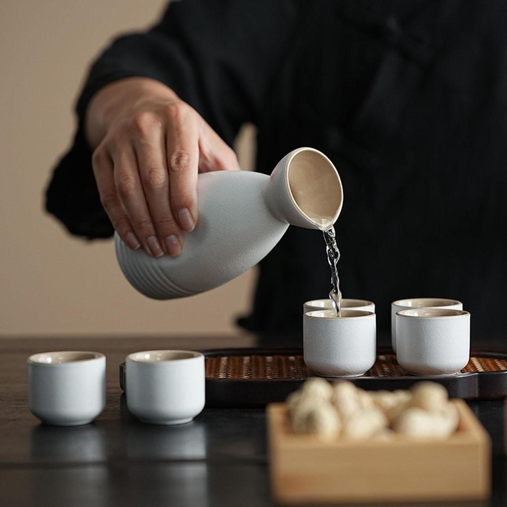 Set di sakè in ceramica, tazze e teiere, decorazione con 6 regali, bevanda creativa tradizionale