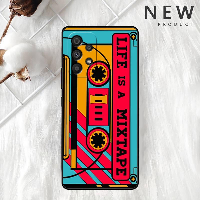 Mixtape Vintage Magnetic Tape Cassette Audio Case For Samsung Galaxy A54 A52 A14 5G A53 A12 A13 A71 A23 A34 A33 A21s Phone Cover