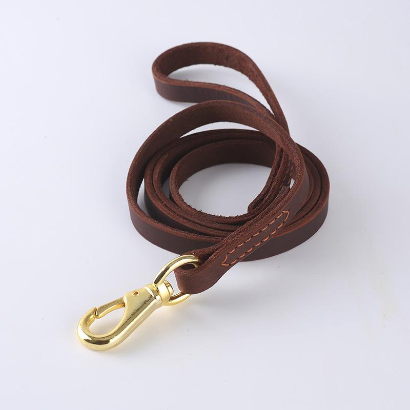 Handmade Stitching Cowhide Leash Medium and Large Dog Leash Genuine Leather Dog Leash Walking Leash