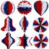 Red White And Blue Honeycomb Ball Pendant Independence Day Special Shaped Holiday Event Decoration
