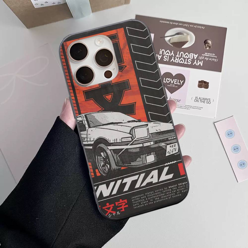 Racing Anime Initial D For IPhone 16 15 11 12 13 14 17 Pro Max PLUS Pro Soft Corrugated Silicone Back Phone Case