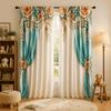 2PCS Digital Print Curtains, European Classic Floral Damask Pattern, Luxury Vintage Style for Living Room Bedroom Home Decor