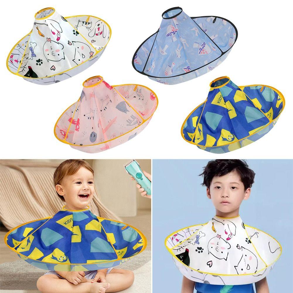 Colorful Kids Hair Cutting Cape Foldable Cloak Umbrella Hairdresser Apron Waterproof Reusable Hair Cutting Gown
