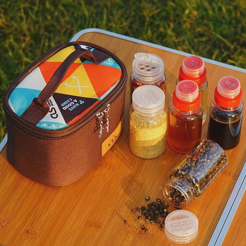 CLS Mini Seasoning Bottle Set: Portable 6-Piece Spice Jar for Outdoor Camping, BBQ, and Kitchen Storage