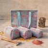 Women Bag Set Usalover925 Blue Quilted Cotton Floral Print Women Bag Set 01