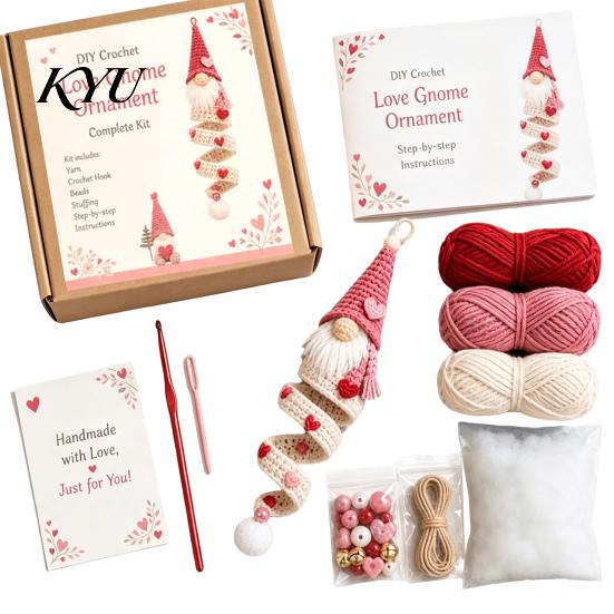 Decorazioni Natalizie per la Casa Ornamenti Fai da Te Kit Uncinetto Gnomo, Kit Artigianale Maglia Morbida a Tema Souvenir Fatto a Mano Set, da Appendere per Principianti