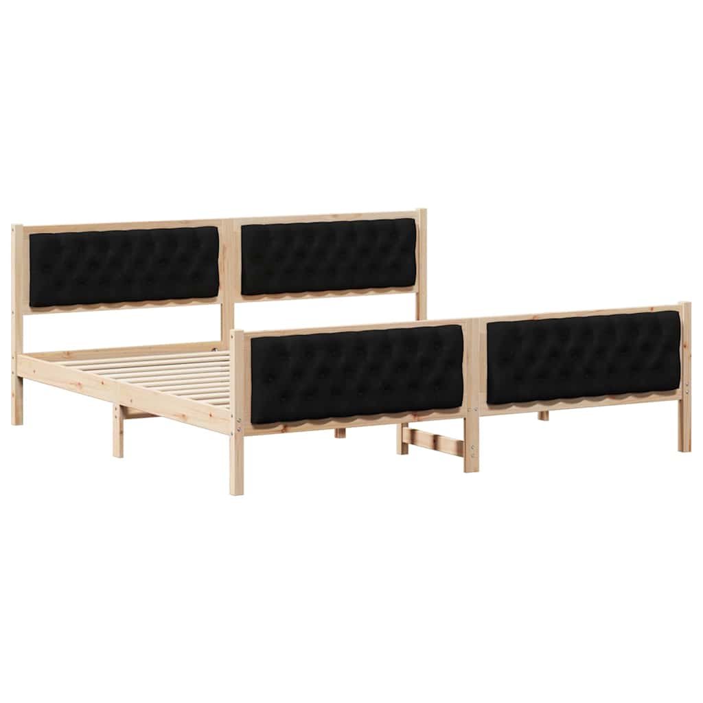 Bed Frame Black 200 x 200 cm Solid Pine Wood