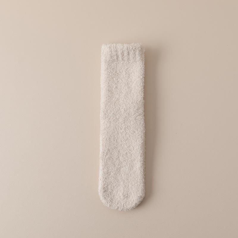 

Winter Thickened Socks Men S Medium Tube Coral Fleece Floor Socks Non-Slip Silicone Home Sleeping Men S Socks One size fits all бежевый