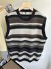 8517 Winter Korean Style Plus Size Casual Embroidered Knit Striped Vest