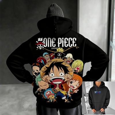 Vintage Oversize Bluza z Kapturem Anime One Piece Męska Damska Bluza Pulower Streetwear Codzienna Bawełna Ubrania Y2k Jesień Zima Nowe