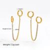 Fenny No Fade 18K Gold-plated Zirconia Pave Chain Tassel Double Ciecle Huggie Earring  Stainless Steel Ladies Jewelry