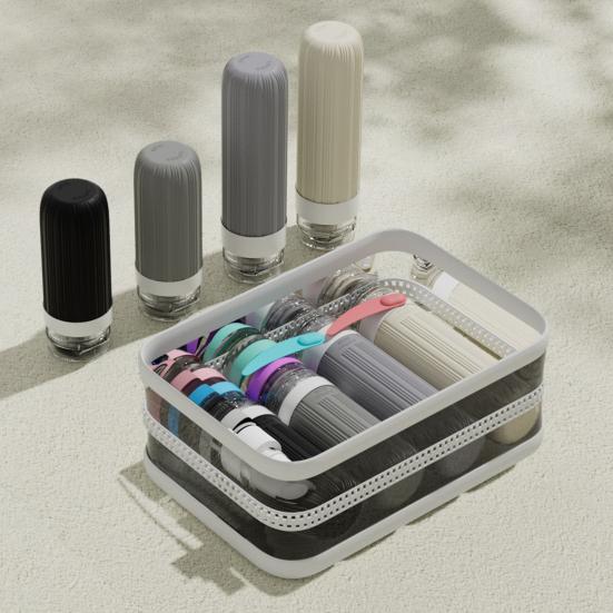 סט 1 60/90 מ"ל בקבוקי נסיעות מסיליקון עמידים לדליפה רב-פעמיים לאחסון קרם פנים, תחליב, קרם הגנה, בקבוק אחסון נייד למילוי חוזר, ריק לכלי רחצה