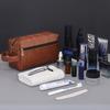 Men Leather Travel Business Shaving Cosmetic Pouch Strorage Bag Portable Toiletry Bag Large Capacity Organizer Handheld Toiletry Kits