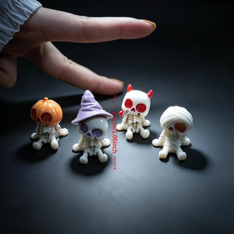 4/8Pcs Gothic Skull Statue Resin Skull Decoration Skeleton Figurines For Halloween Party Decor Desktop Ornament Gifts