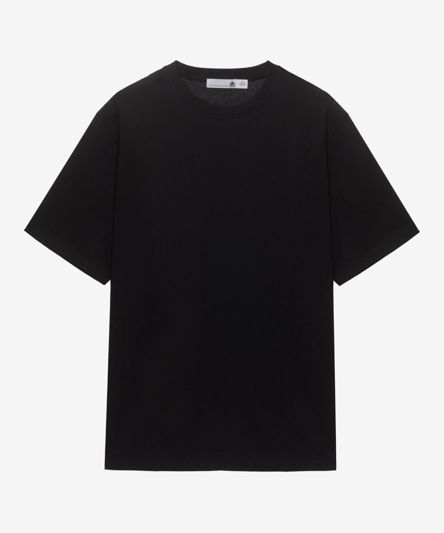 Basic House Askin Semi-Overfit Round Neck Short Sleeve T-Shirt Black Lzts3113 Wh/095