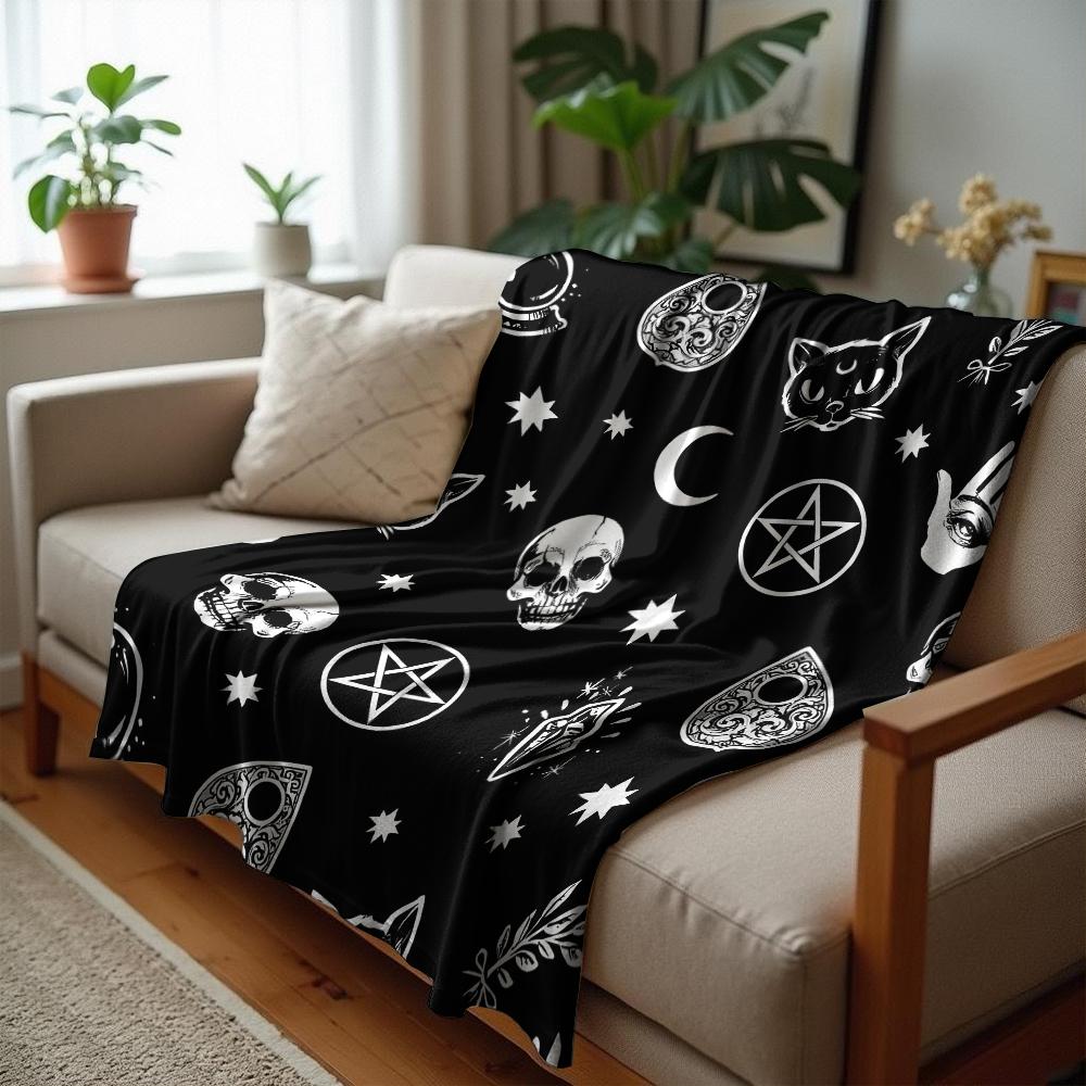 Witch Magic Icon Anime Cartoon Flannel Blanket Soft Warm Throw for Bedroom Sofa Car Kids Holiday Gift