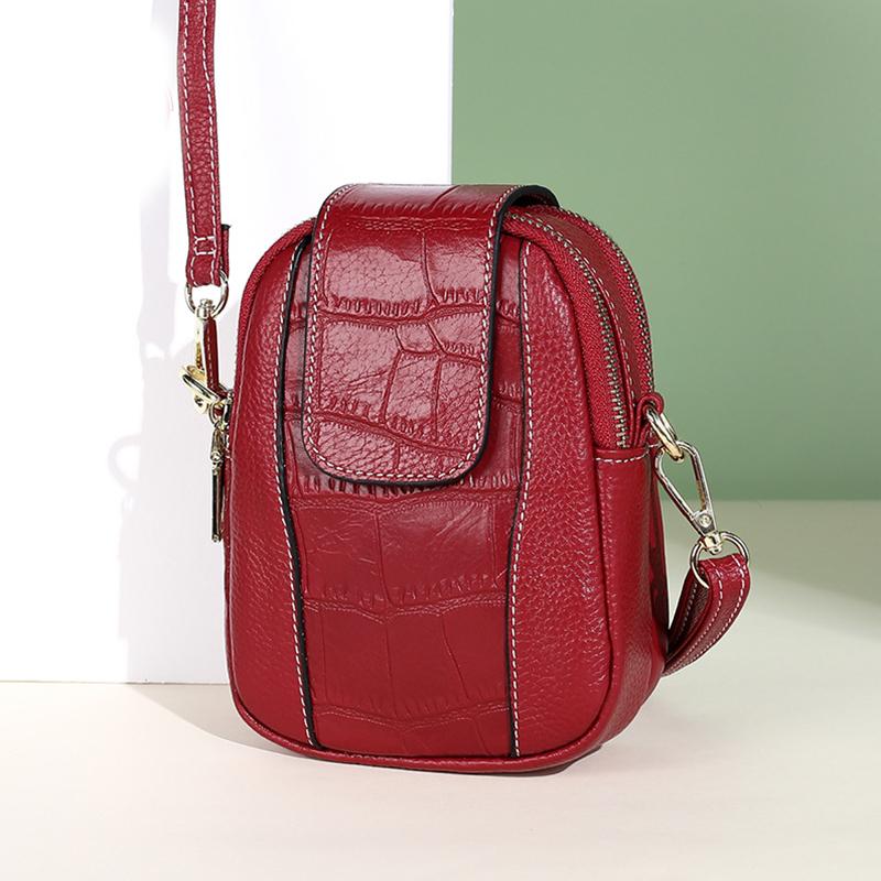 Borse a tracolla monocolore Borse a mano portatili in mini pelle PU Borse con cerniera di colore rosso Uso quotidiano