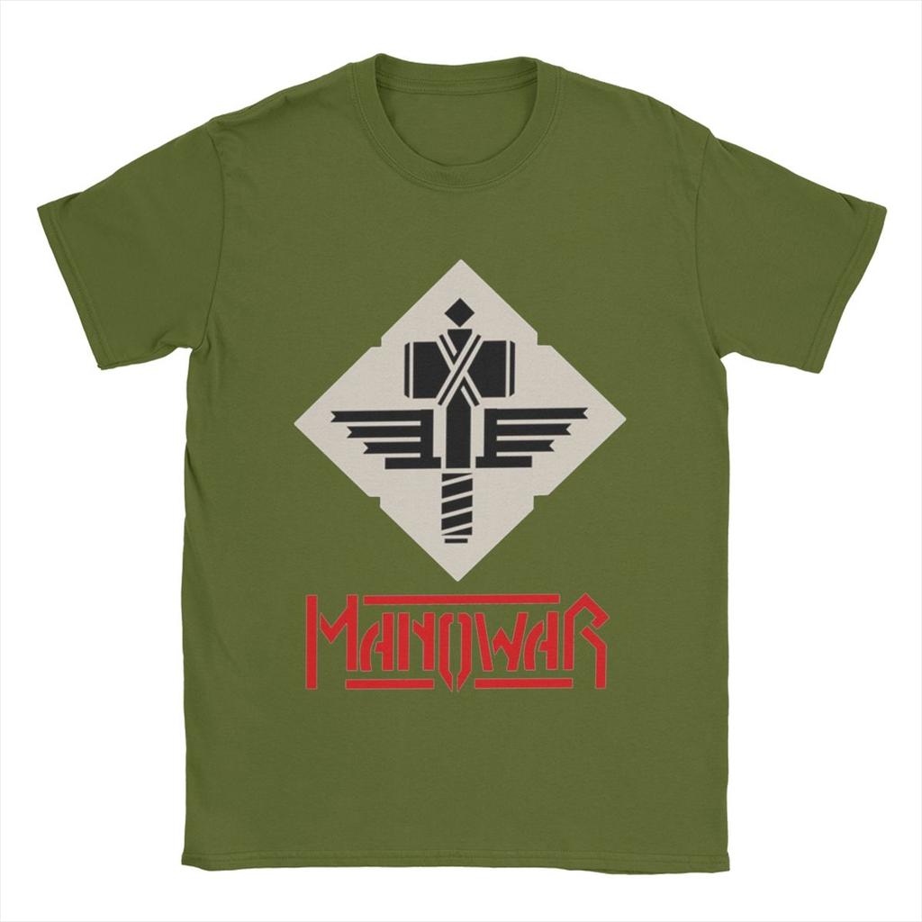 Herren T-Shirt Manowar Lässiges Reines Baumwoll T-Shirt Kurzarm T-Shirts O-Ausschnitt Tops 4XL 5XL