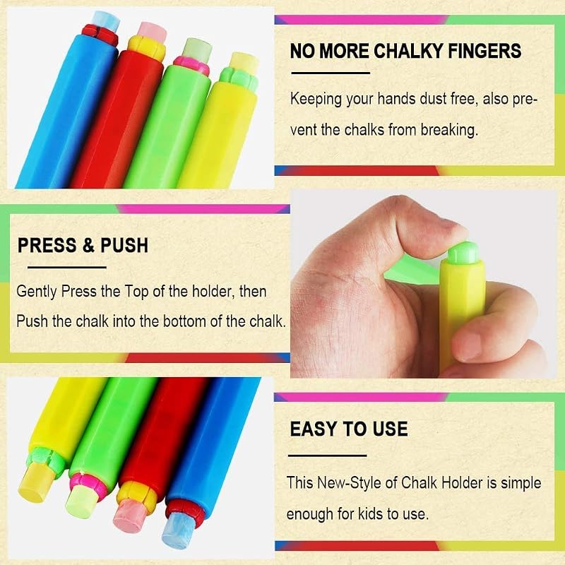 Eduway Multicolor Chalk Holder For Teacher | Kids | Adults & Office Use (Pack of 4)