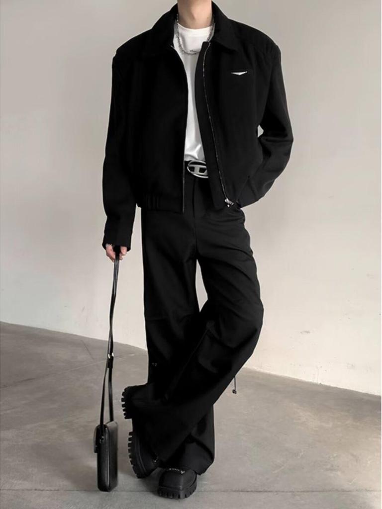 Men's High-End Short Baseball Jacket with Padded Shoulders - 2024 Spring/Autumn Collection