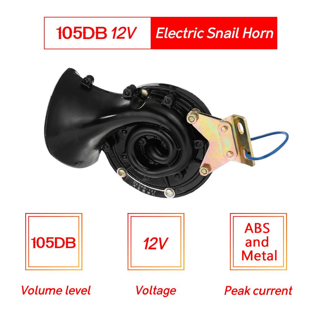 105Db Super Loud Electric Snail Horn Air Horn Raging Sound 12V/24V Waterproof Autohupe Car Horn For Motorbike Truck Boat Vehicle