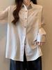 Women's Japanese-Style Striped Raglan Sleeve Shirt - Trendy, Loose, and Versatile for Spring and Autumn