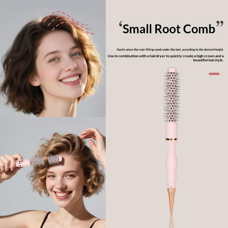 Barber Professional Round Blow Dry Brush, Professional Aluminum Tube Curly Hair  Cylinder Comb For Curly Hair Styling