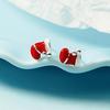 Korean Style Cute Red Christmas Socks Stud Earrings - Mori Style Gift for Girlfriend