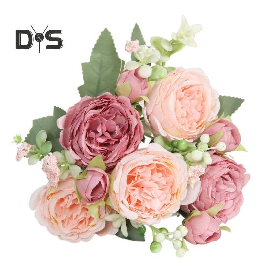 

Букет искусственных пионов из 5 головок, букет из искусственных цветов, реалистичные цветы из искусственного шелка для украшения дома, вечеринки, свадьбы