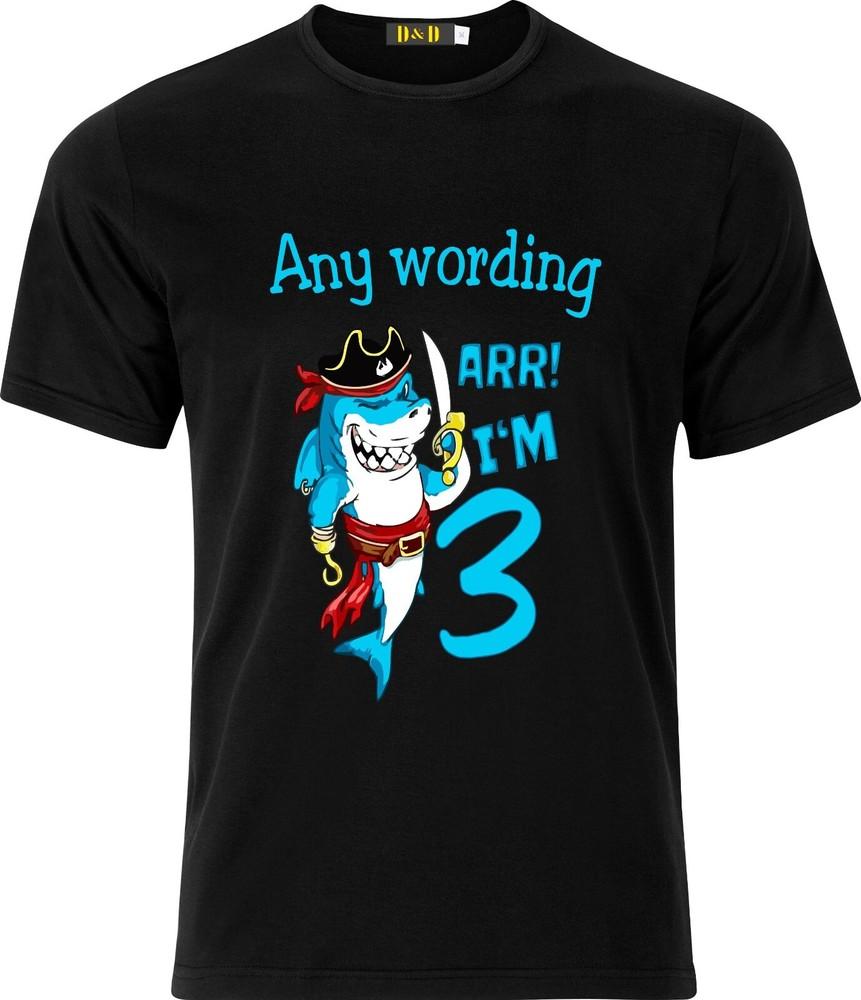 

Personalised Arr im 3 Do Full Colour D.T.F Black Cotton T shirt L