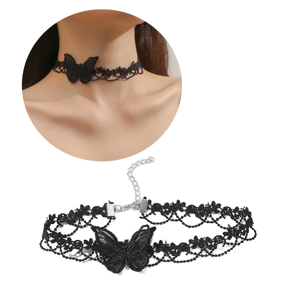 3 Pcs Vintage Butterfly Choker Necklace Goth Jewelry Adjustable Black Velvet Lace Collar Necklace Gift for Women Girls