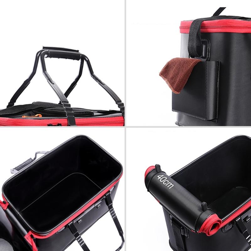 Living Fish Bucket Folding Fishing Bucket Multi-function Live Fish Baits Bucket Live Fish Container for Hiking Camping