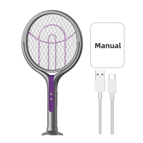 Electric Mosquito Swatter Folding Design 3500V Powerful Shock Rechargeable Battery USB Type-C Charging