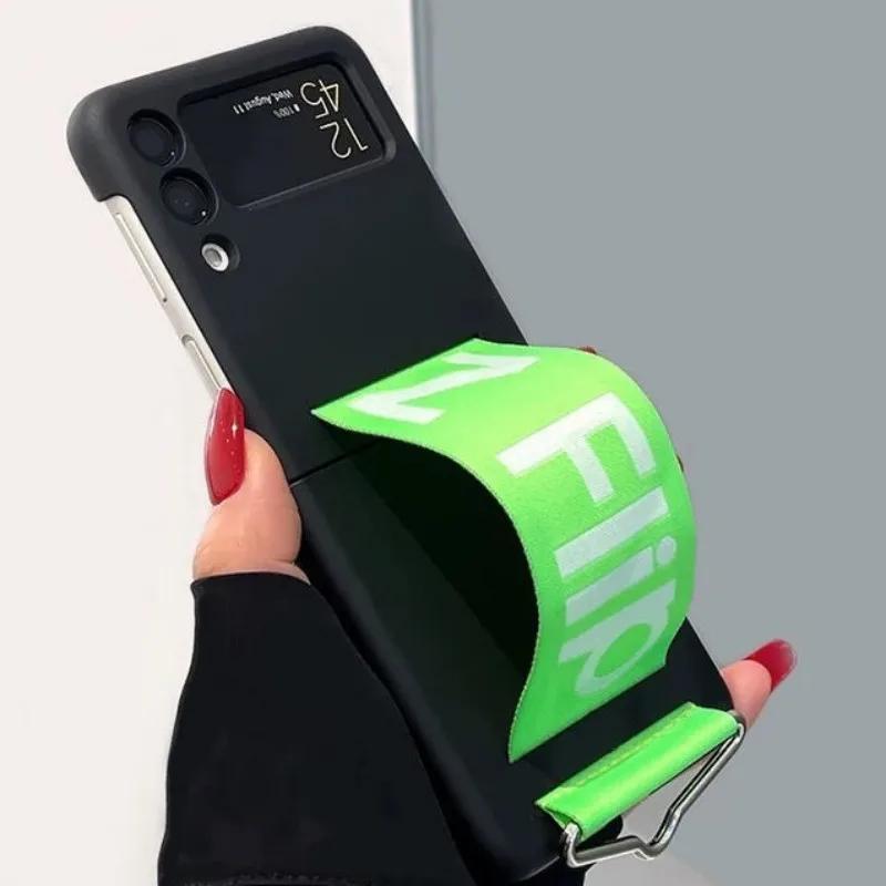 

For Samsung Z flip4 Wristband Case For Samsung Galaxy Z Flip 4 5 3 6 7 Flip6 Zflip5 Wrist Strap Hard Shockproof Cover Z Flip 3